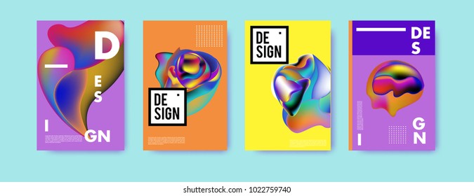 Abstract colorful liquid and curvy colors background for poster design. Blue, yellow, red, orange, pink and green. Vector banner poster template in Eps10.