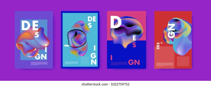 Abstract colorful liquid and curvy colors background for poster design. Blue, yellow, red, orange, pink and green. Vector banner poster template in Eps10.