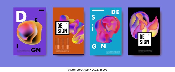Abstract colorful liquid and curvy colors background for poster design. Blue, yellow, red, orange, pink and green. Vector banner poster template in Eps10.