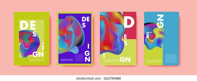Abstract colorful liquid and curvy colors background for poster design. Blue, yellow, red, orange, pink and green. Vector banner poster template in Eps10.