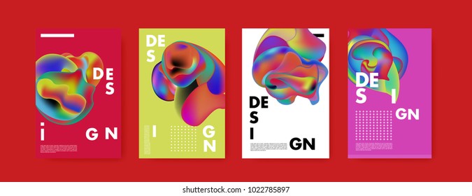 Abstract colorful liquid and curvy colors background for poster design. Blue, yellow, red, orange, pink and green. Vector banner poster template in Eps10.