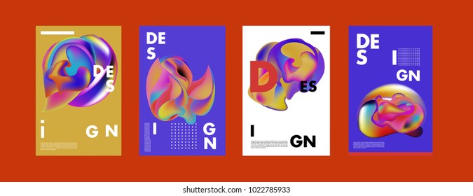 Abstract colorful liquid and curvy colors background for poster design. Blue, yellow, red, orange, pink and green. Vector banner poster template in Eps10.