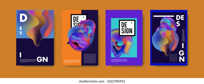 Abstract colorful liquid and curvy colors background for poster design. Blue, yellow, red, orange, pink and green. Vector banner poster template in Eps10.