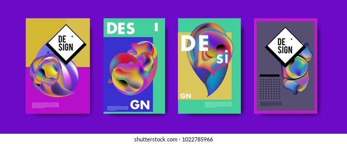 Abstract colorful liquid and curvy colors background for poster design. Blue, yellow, red, orange, pink and green. Vector banner poster template in Eps10.