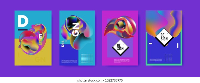 Abstract colorful liquid and curvy colors background for poster design. Blue, yellow, red, orange, pink and green. Vector banner poster template in Eps10.