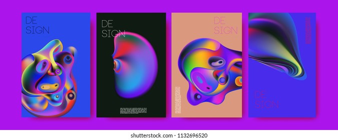 Abstract colorful liquid and curvy colors background for poster design. Blue, yellow, red, orange, pink and green. Vector banner poster template in Eps10.