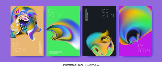 Abstract colorful liquid and curvy colors background for poster design. Blue, yellow, red, orange, pink and green. Vector banner poster template in Eps10.