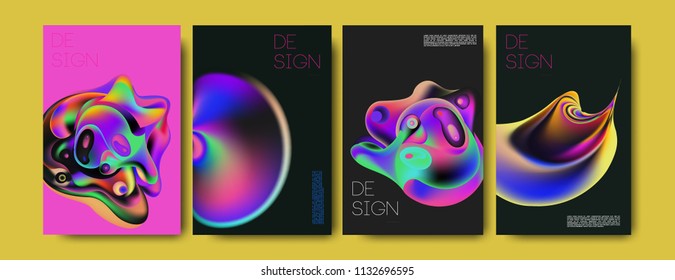 Abstract colorful liquid and curvy colors background for poster design. Blue, yellow, red, orange, pink and green. Vector banner poster template in Eps10.