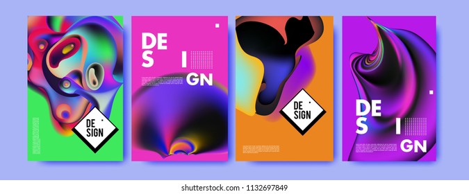 Abstract colorful liquid and curvy colors background for poster design. Blue, yellow, red, orange, pink and green. Vector banner poster template in Eps10.
