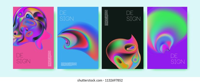 Abstract colorful liquid and curvy colors background for poster design. Blue, yellow, red, orange, pink and green. Vector banner poster template in Eps10.
