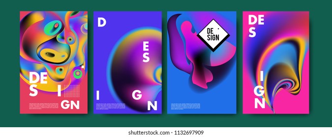 Abstract colorful liquid and curvy colors background for poster design. Blue, yellow, red, orange, pink and green. Vector banner poster template in Eps10.
