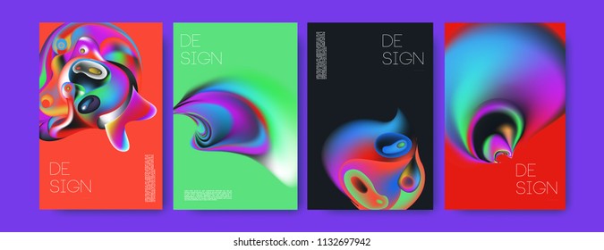 Abstract colorful liquid and curvy colors background for poster design. Blue, yellow, red, orange, pink and green. Vector banner poster template in Eps10.
