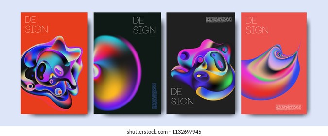 Abstract colorful liquid and curvy colors background for poster design. Blue, yellow, red, orange, pink and green. Vector banner poster template in Eps10.
