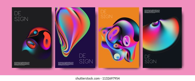 Abstract colorful liquid and curvy colors background for poster design. Blue, yellow, red, orange, pink and green. Vector banner poster template in Eps10.
