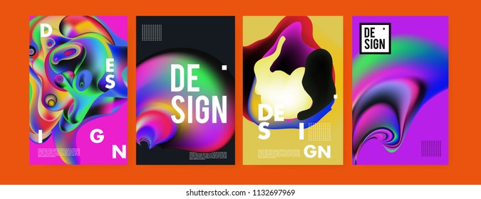 Abstract colorful liquid and curvy colors background for poster design. Blue, yellow, red, orange, pink and green. Vector banner poster template in Eps10.
