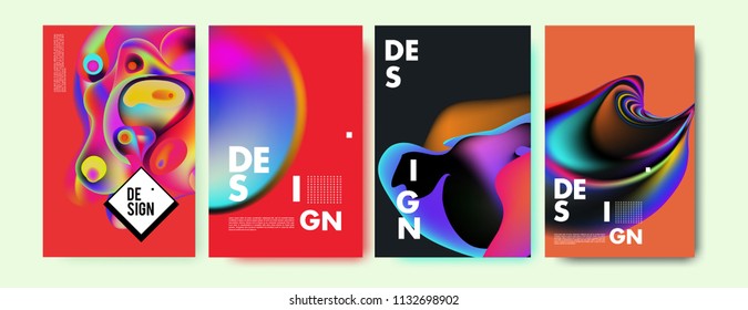 Abstract colorful liquid and curvy colors background for poster design. Blue, yellow, red, orange, pink and green. Vector banner poster template in Eps10.
