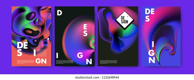 Abstract colorful liquid and curvy colors background for poster design. Blue, yellow, red, orange, pink and green. Vector banner poster template in Eps10.
