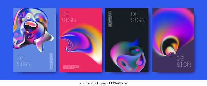 Abstract colorful liquid and curvy colors background for poster design. Blue, yellow, red, orange, pink and green. Vector banner poster template in Eps10.
