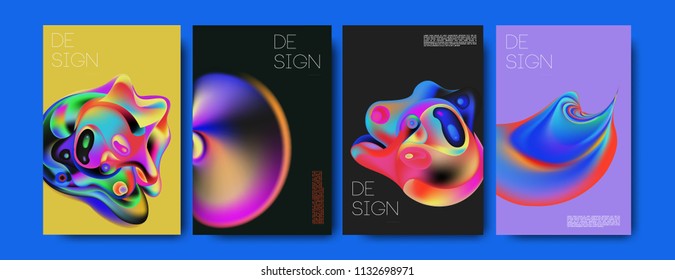 Abstract colorful liquid and curvy colors background for poster design. Blue, yellow, red, orange, pink and green. Vector banner poster template in Eps10.
