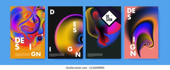Abstract colorful liquid and curvy colors background for poster design. Blue, yellow, red, orange, pink and green. Vector banner poster template in Eps10.
