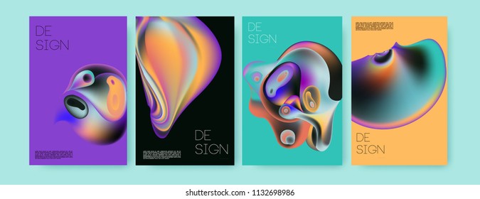 Abstract colorful liquid and curvy colors background for poster design. Blue, yellow, red, orange, pink and green. Vector banner poster template in Eps10.
