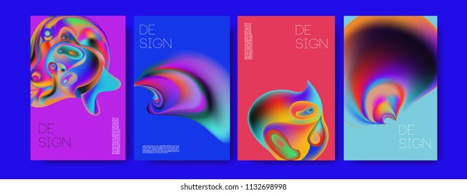 Abstract colorful liquid and curvy colors background for poster design. Blue, yellow, red, orange, pink and green. Vector banner poster template in Eps10.
