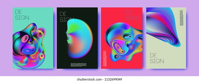 Abstract colorful liquid and curvy colors background for poster design. Blue, yellow, red, orange, pink and green. Vector banner poster template in Eps10.
