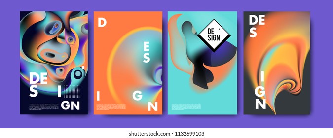 Abstract colorful liquid and curvy colors background for poster design. Blue, yellow, red, orange, pink and green. Vector banner poster template in Eps10.
