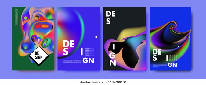 Abstract colorful liquid and curvy colors background for poster design. Blue, yellow, red, orange, pink and green. Vector banner poster template in Eps10.
