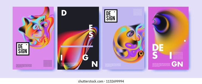Abstract colorful liquid and curvy colors background for poster design. Blue, yellow, red, orange, pink and green. Vector banner poster template in Eps10.
