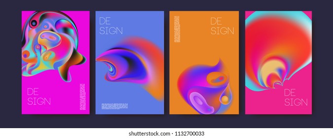 Abstract colorful liquid and curvy colors background for poster design. Blue, yellow, red, orange, pink and green. Vector banner poster template in Eps10.
