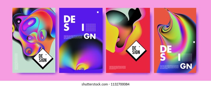 Abstract colorful liquid and curvy colors background for poster design. Blue, yellow, red, orange, pink and green. Vector banner poster template in Eps10.
