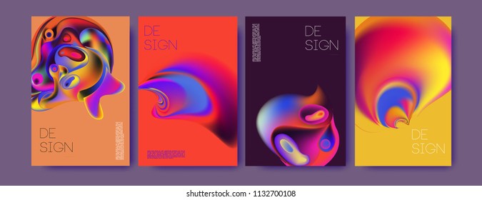 Abstract colorful liquid and curvy colors background for poster design. Blue, yellow, red, orange, pink and green. Vector banner poster template in Eps10.
