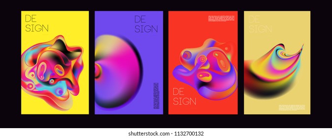 Abstract colorful liquid and curvy colors background for poster design. Blue, yellow, red, orange, pink and green. Vector banner poster template in Eps10.
