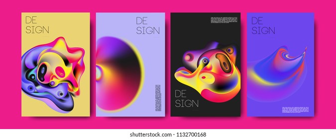 Abstract colorful liquid and curvy colors background for poster design. Blue, yellow, red, orange, pink and green. Vector banner poster template in Eps10.
