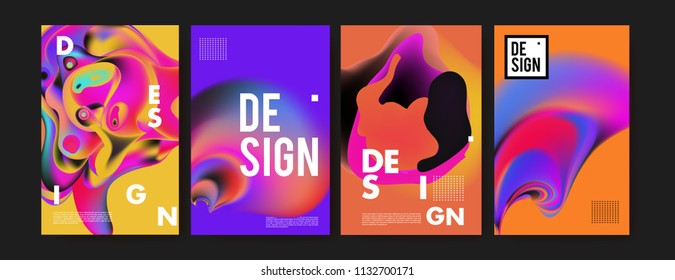 Abstract colorful liquid and curvy colors background for poster design. Blue, yellow, red, orange, pink and green. Vector banner poster template in Eps10.
