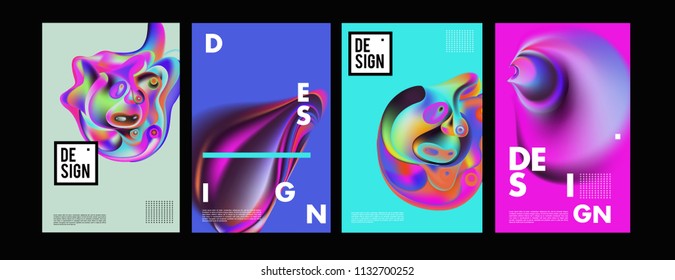 Abstract colorful liquid and curvy colors background for poster design. Blue, yellow, red, orange, pink and green. Vector banner poster template in Eps10.
