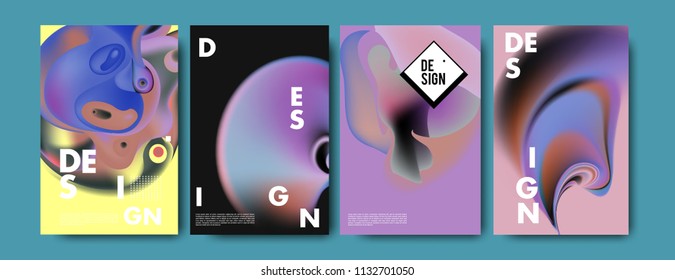 Abstract colorful liquid and curvy colors background for poster design. Blue, yellow, red, orange, pink and green. Vector banner poster template in Eps10.
