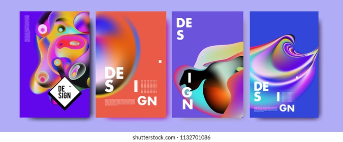 Abstract colorful liquid and curvy colors background for poster design. Blue, yellow, red, orange, pink and green. Vector banner poster template in Eps10.
