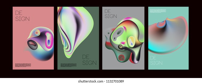 Abstract colorful liquid and curvy colors background for poster design. Blue, yellow, red, orange, pink and green. Vector banner poster template in Eps10.
