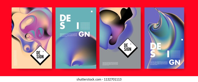 Abstract colorful liquid and curvy colors background for poster design. Blue, yellow, red, orange, pink and green. Vector banner poster template in Eps10.
