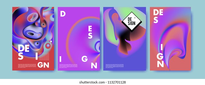 Abstract colorful liquid and curvy colors background for poster design. Blue, yellow, red, orange, pink and green. Vector banner poster template in Eps10.
