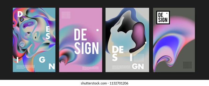 Abstract colorful liquid and curvy colors background for poster design. Blue, yellow, red, orange, pink and green. Vector banner poster template in Eps10.
