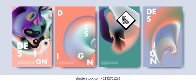 Abstract colorful liquid and curvy colors background for poster design. Blue, yellow, red, orange, pink and green. Vector banner poster template in Eps10.
