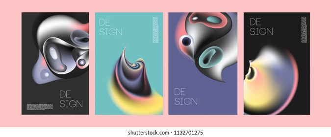 Abstract colorful liquid and curvy colors background for poster design. Blue, yellow, red, orange, pink and green. Vector banner poster template in Eps10.
