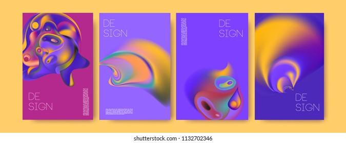Abstract colorful liquid and curvy colors background for poster design. Blue, yellow, red, orange, pink and green. Vector banner poster template in Eps10.
