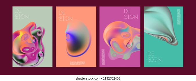 Abstract colorful liquid and curvy colors background for poster design. Blue, yellow, red, orange, pink and green. Vector banner poster template in Eps10.
