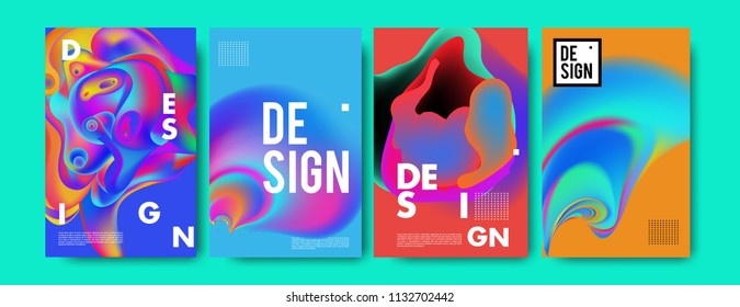 Abstract colorful liquid and curvy colors background for poster design. Blue, yellow, red, orange, pink and green. Vector banner poster template in Eps10.
