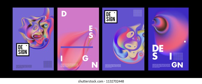 Abstract colorful liquid and curvy colors background for poster design. Blue, yellow, red, orange, pink and green. Vector banner poster template in Eps10.
