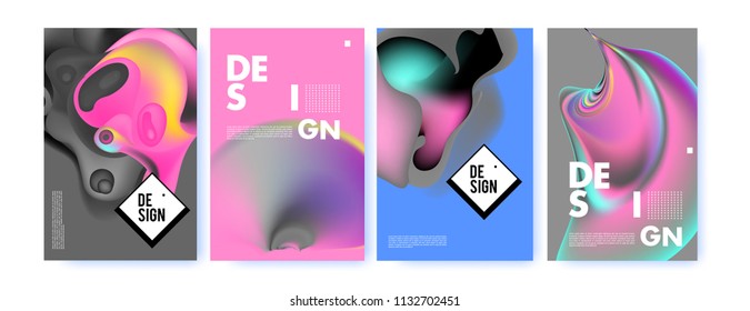 Abstract colorful liquid and curvy colors background for poster design. Blue, yellow, red, orange, pink and green. Vector banner poster template in Eps10.
